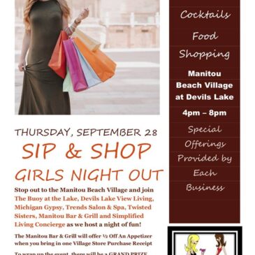 Manitou Beach Village Sip and Shop!